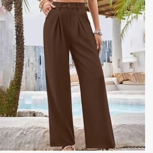 Wide-Leg Brown Trousers